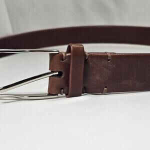 BILL LAVIN LEATHER 36 MENS BELT BROWN QUALTIY CALF LEATHER GOLD ITALIAN BUCKLE